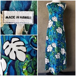 🌺”Made in Hawaii” Vintage Tropical Blue and Green Muumuu Maxi Dress🌺